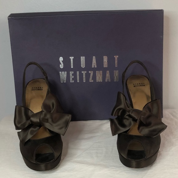 Stuart Weitzman Dorothy Brown Pump Bow Heels 10M - Picture 7 of 17